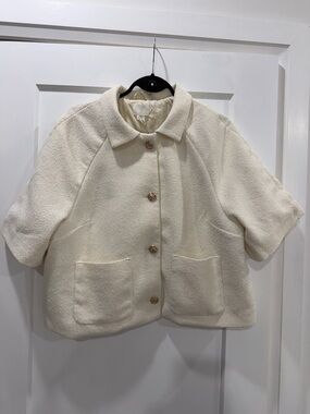 H&M Cream Bouclé Short-Sleeve women’s Jacket with Pockets size XL